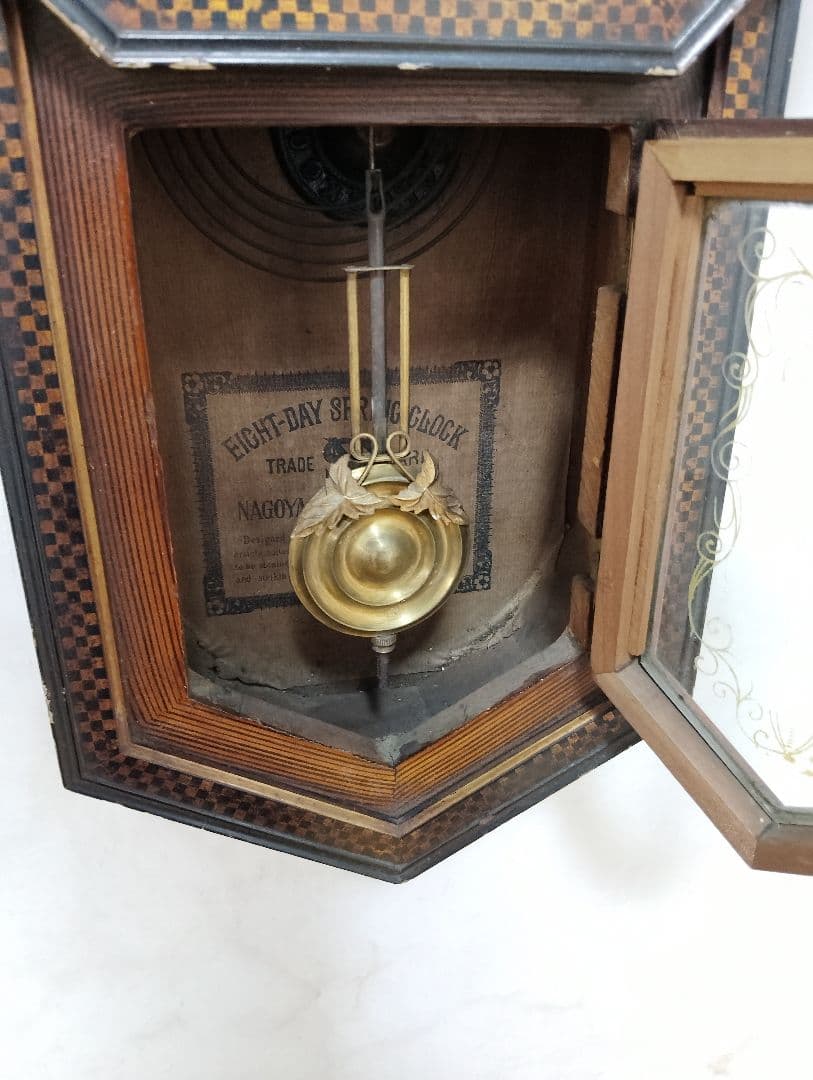 【昭和初期】名古屋商事 八角柱時計 振り子式 （不動品）