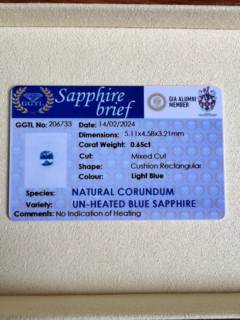 スリランカ産非加熱天然ライトブルーサファイアルース