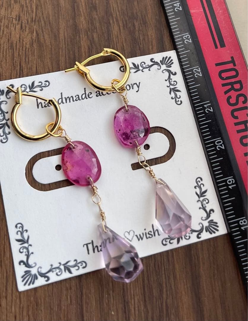 天然ルビーとアメトリンのピアスチャーム·͜· ︎︎