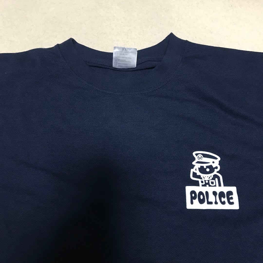 警察 XXL ポリス 未使用 Tシャツ police 紺 ハニカムメッシュ 半袖
