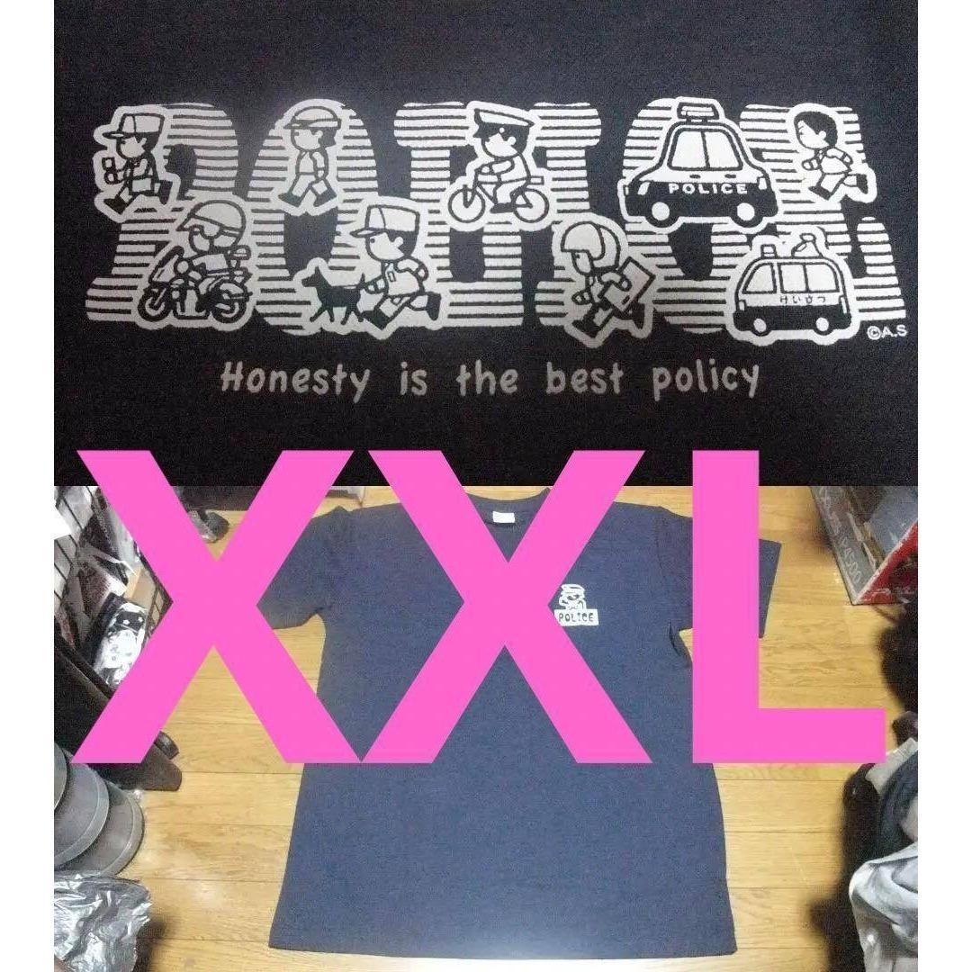 警察 XXL ポリス 未使用 Tシャツ police 紺 ハニカムメッシュ 半袖