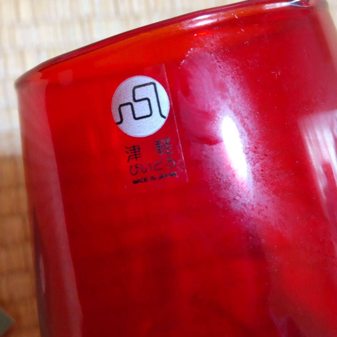【新品・未使用】津軽びいどろ　日本製　花瓶　金色模様　短冊模様　伝統工芸品