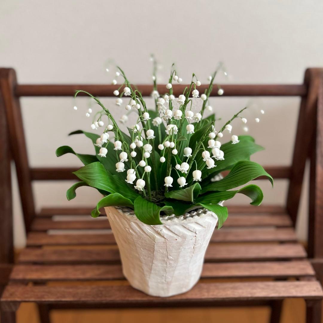 専用　プリムラジュリアン３色　すずらん寄植え　クレイフラワー
