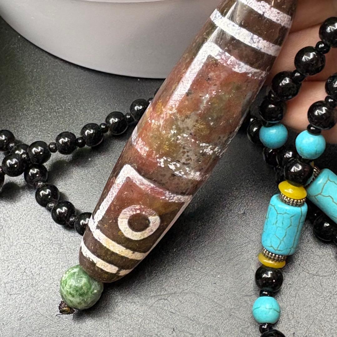 地門四眼天珠 ネックレス 黑朱砂