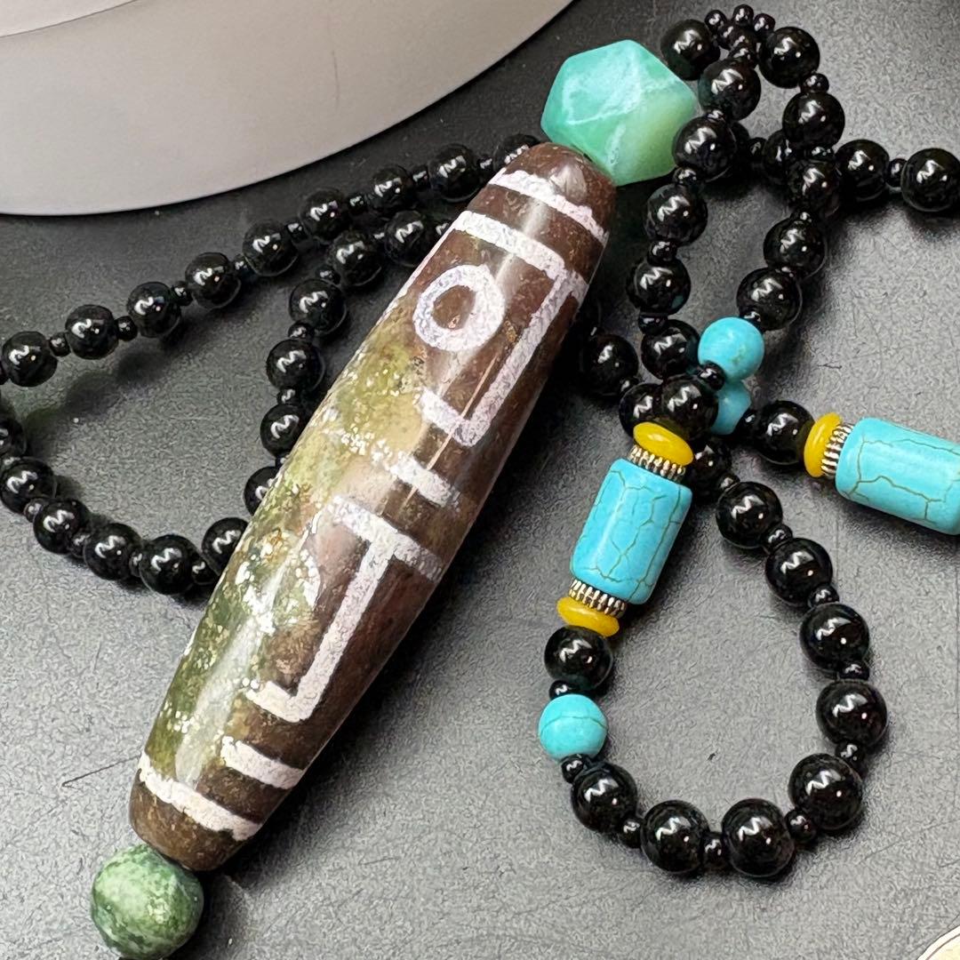 地門四眼天珠 ネックレス 黑朱砂