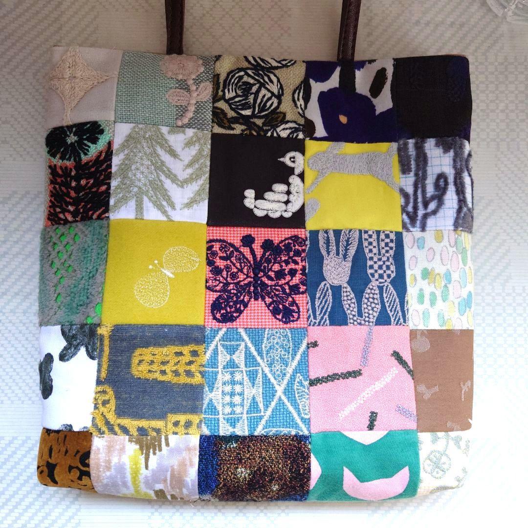 ミナペルホネン　パッチワーク　ルミユッコ　ミニトートバッグ　マチ有り