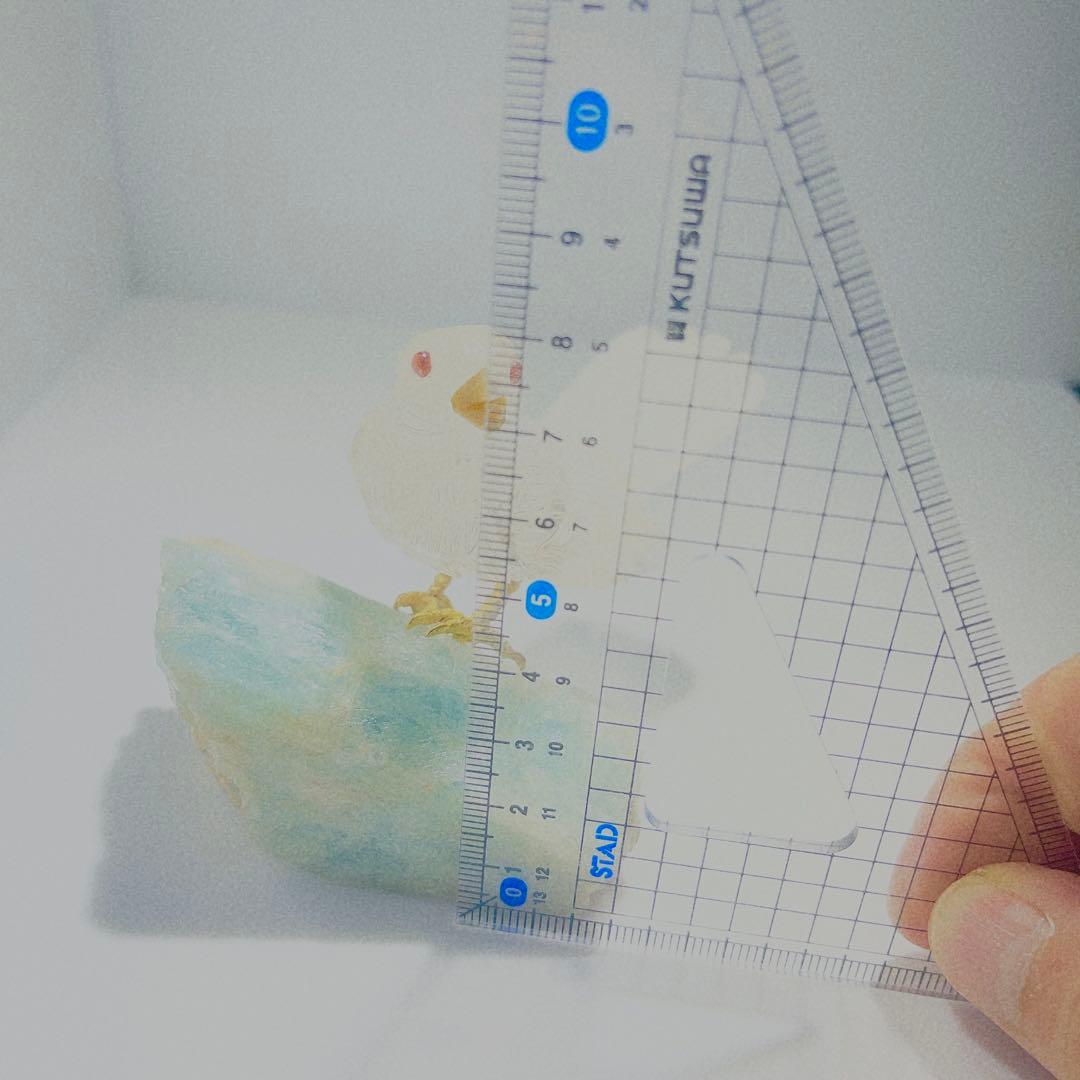 鳥の彫刻　水晶の鳥台アクアマリン NO25-2360