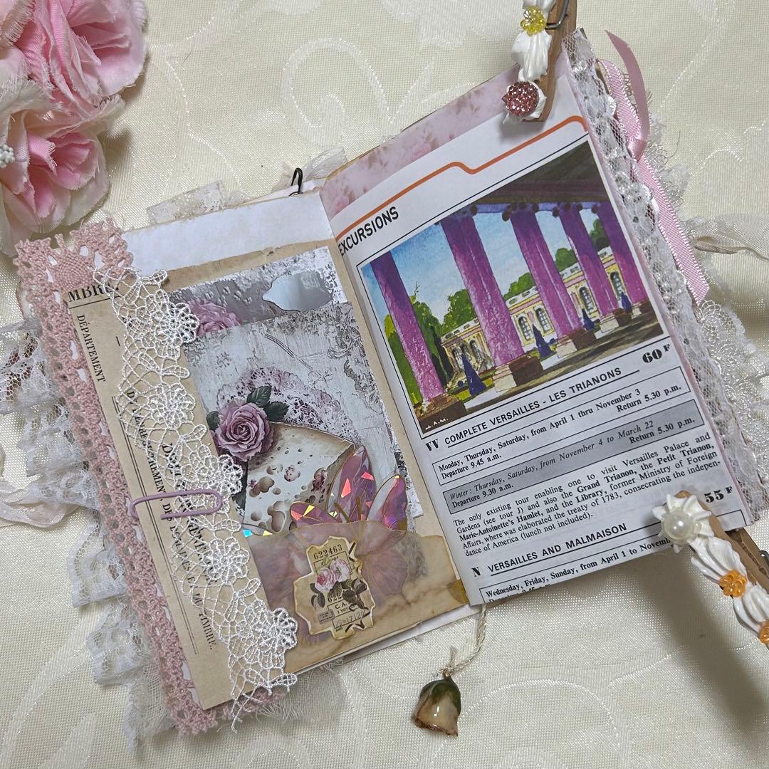 薔薇とレースのジャンクジャーナル・雑記帳　ミニタイプ　幸せの予感♡