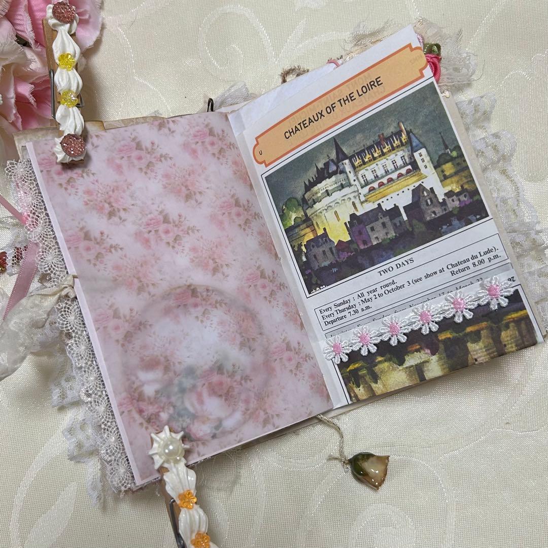 薔薇とレースのジャンクジャーナル・雑記帳　ミニタイプ　幸せの予感♡