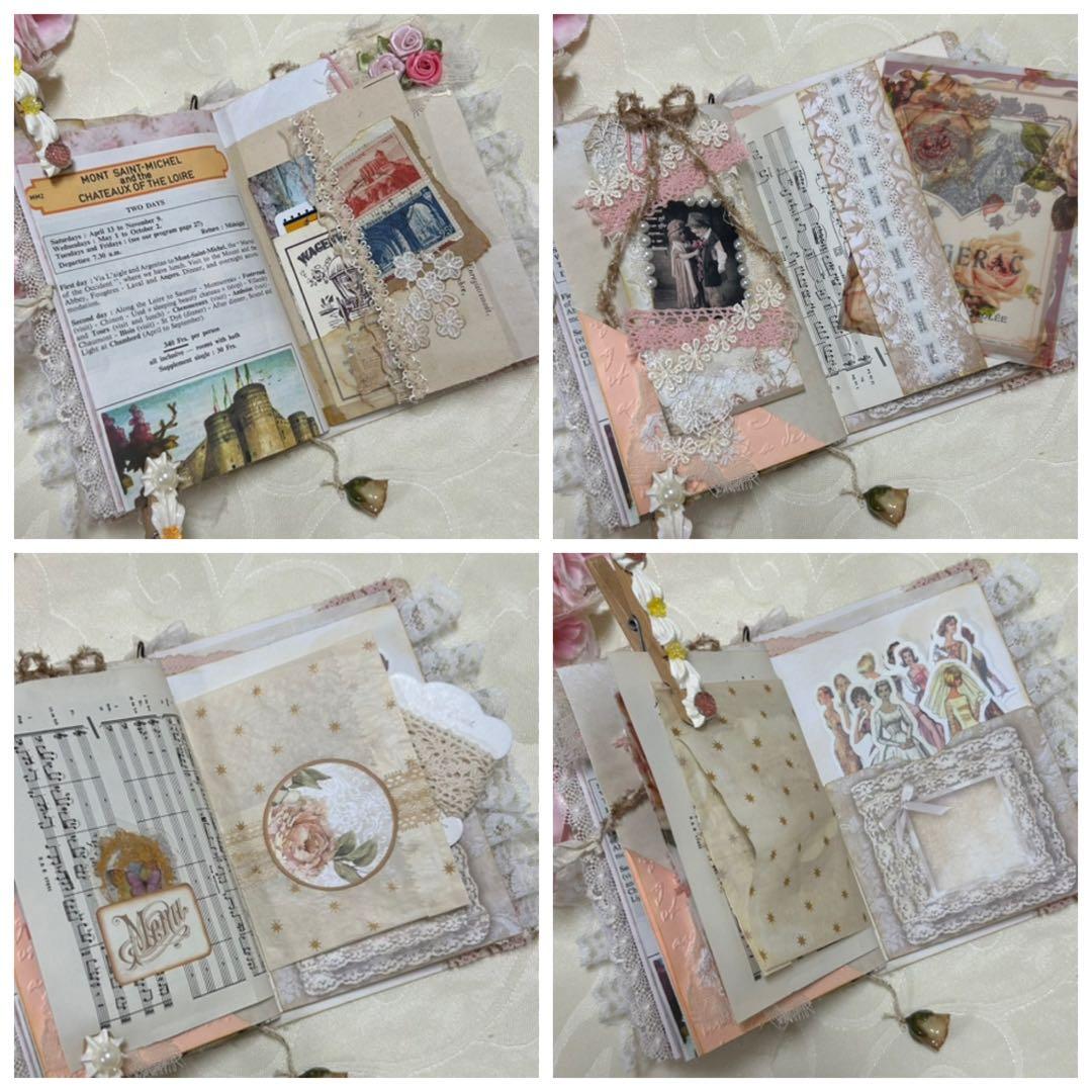 薔薇とレースのジャンクジャーナル・雑記帳　ミニタイプ　幸せの予感♡