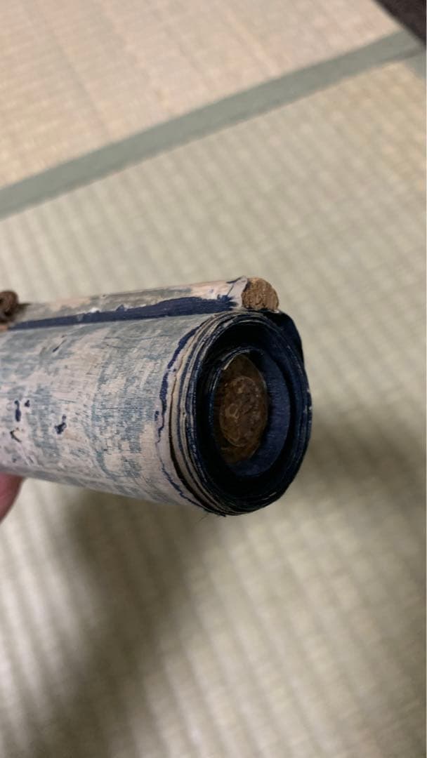 アンティーク水墨画　江戸期　龍　捺印あり　在銘　オリジナル表装　掛け軸