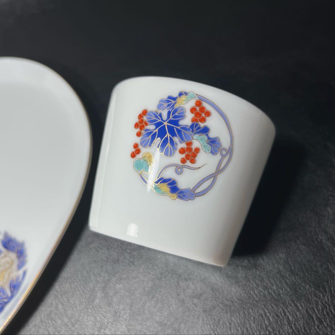 深川製磁　花丸紋　楕円皿　１枚　蕎麦猪口[デザートカップ]　1点