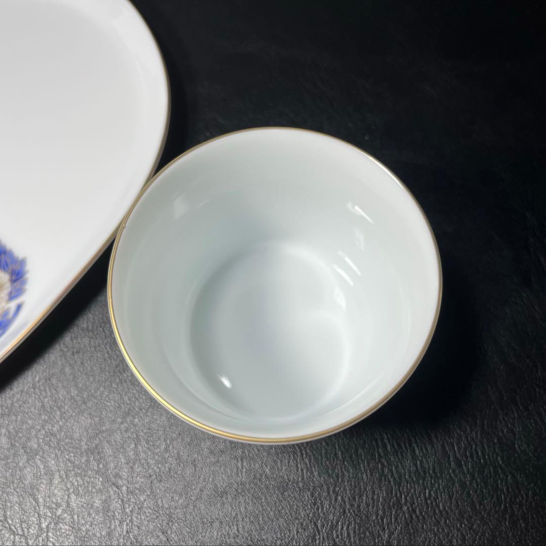 深川製磁　花丸紋　楕円皿　１枚　蕎麦猪口[デザートカップ]　1点