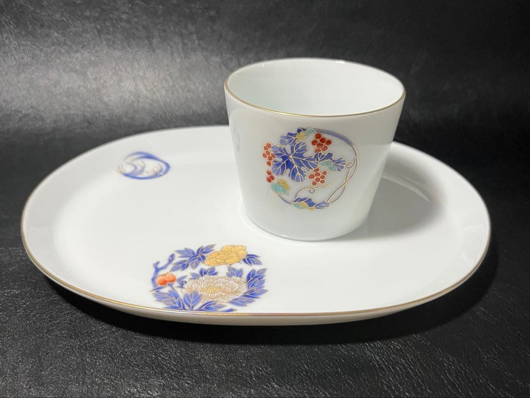 深川製磁　花丸紋　楕円皿　１枚　蕎麦猪口[デザートカップ]　1点