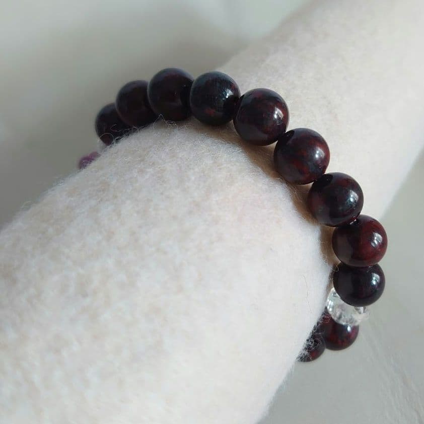 アメジストネコ、ハーキマーダイヤモンド、セリサイトインローズクォーツ天然石ブレス