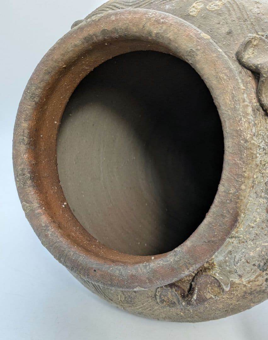 小西陶古 備前焼 四耳壺 四耳壷 つぼ 花器 フラワーベース 花入 花瓶 置物