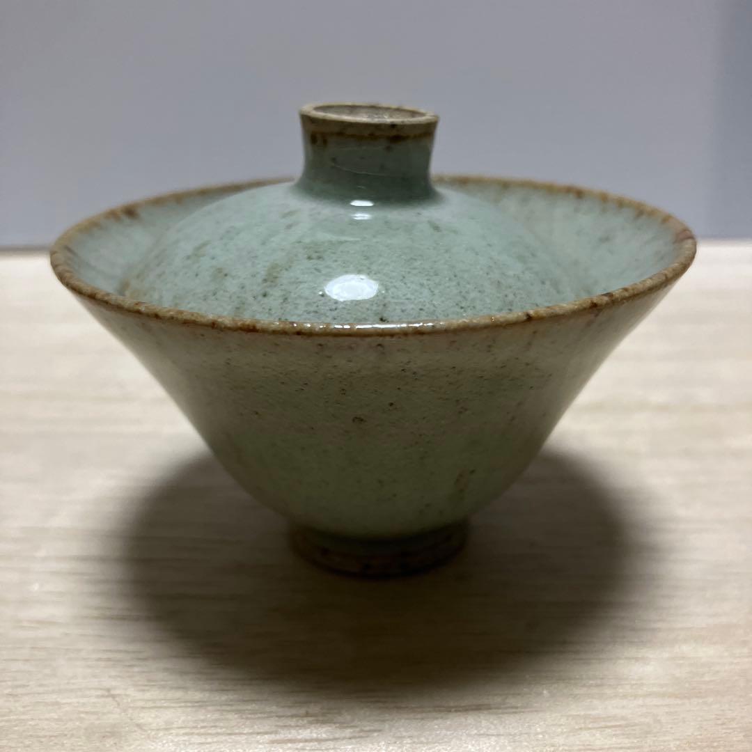 D-4 青龍窯 蓋付湯呑み 4客セット 青磁 貫入 煎茶道具 茶器 和食器