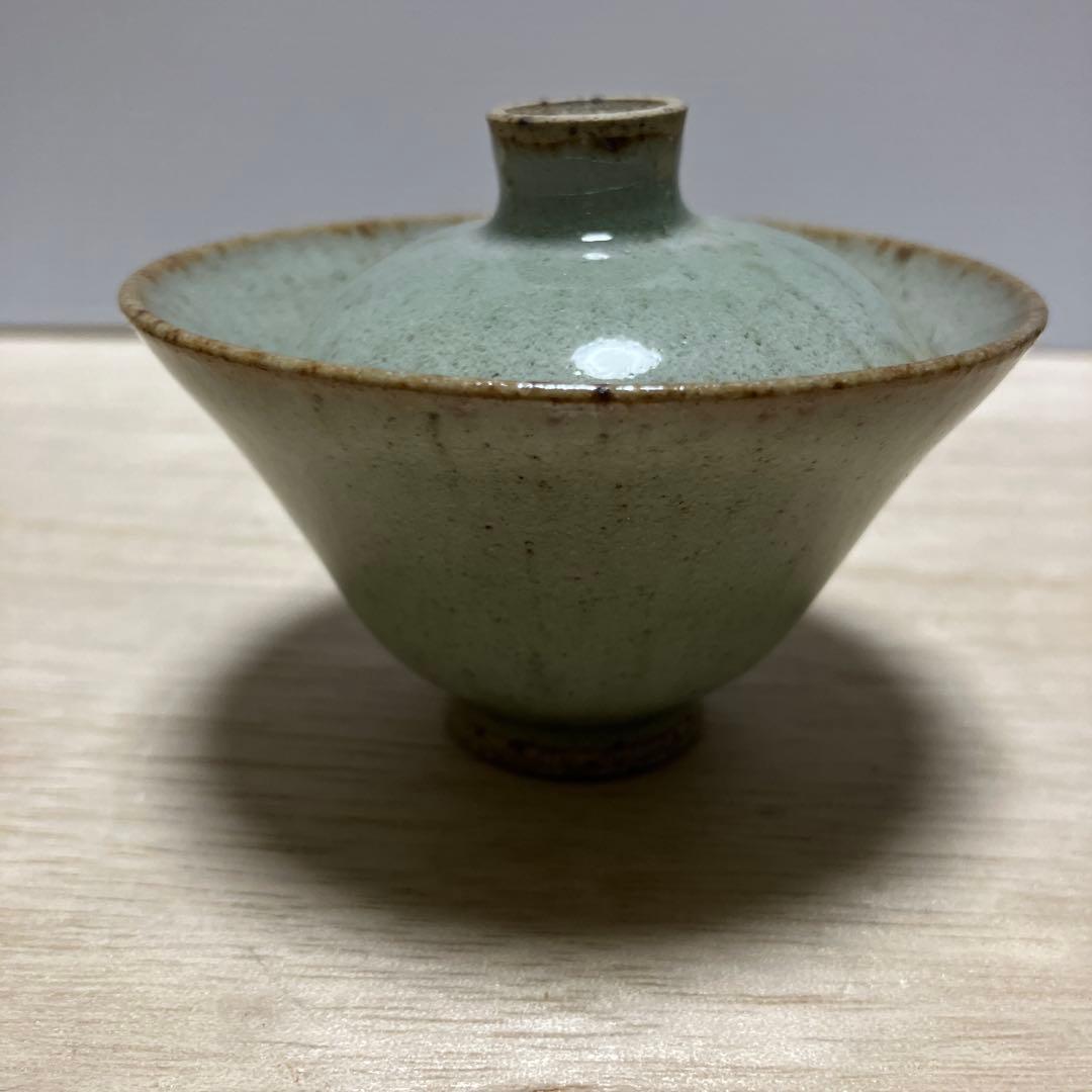 D-4 青龍窯 蓋付湯呑み 4客セット 青磁 貫入 煎茶道具 茶器 和食器