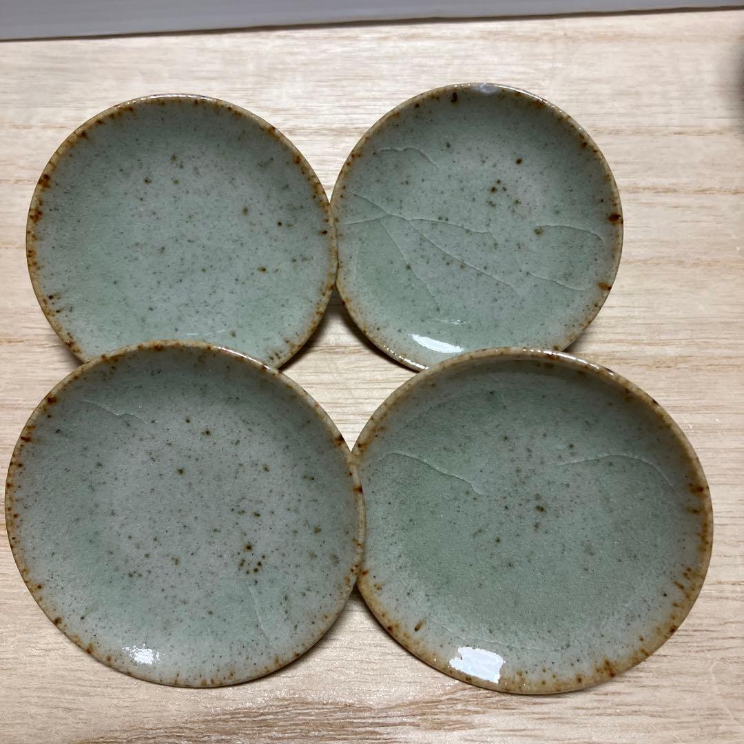 D-4 青龍窯 蓋付湯呑み 4客セット 青磁 貫入 煎茶道具 茶器 和食器