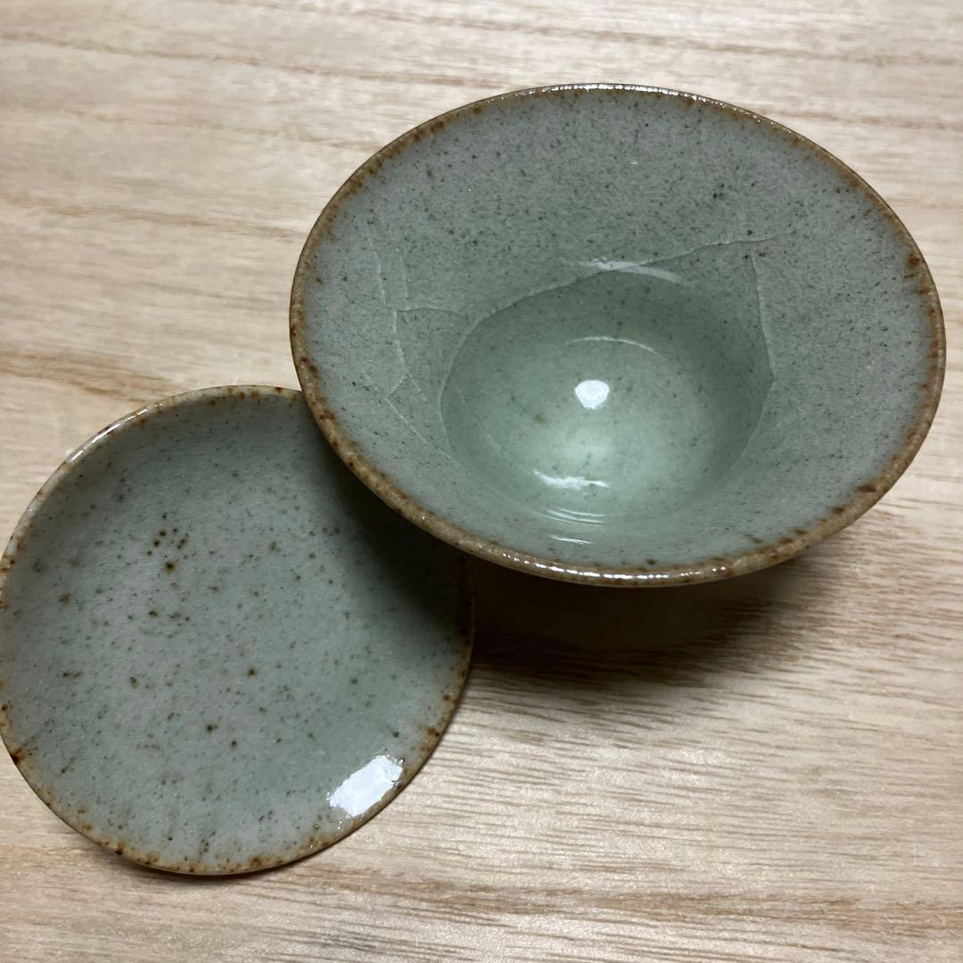 D-4 青龍窯 蓋付湯呑み 4客セット 青磁 貫入 煎茶道具 茶器 和食器