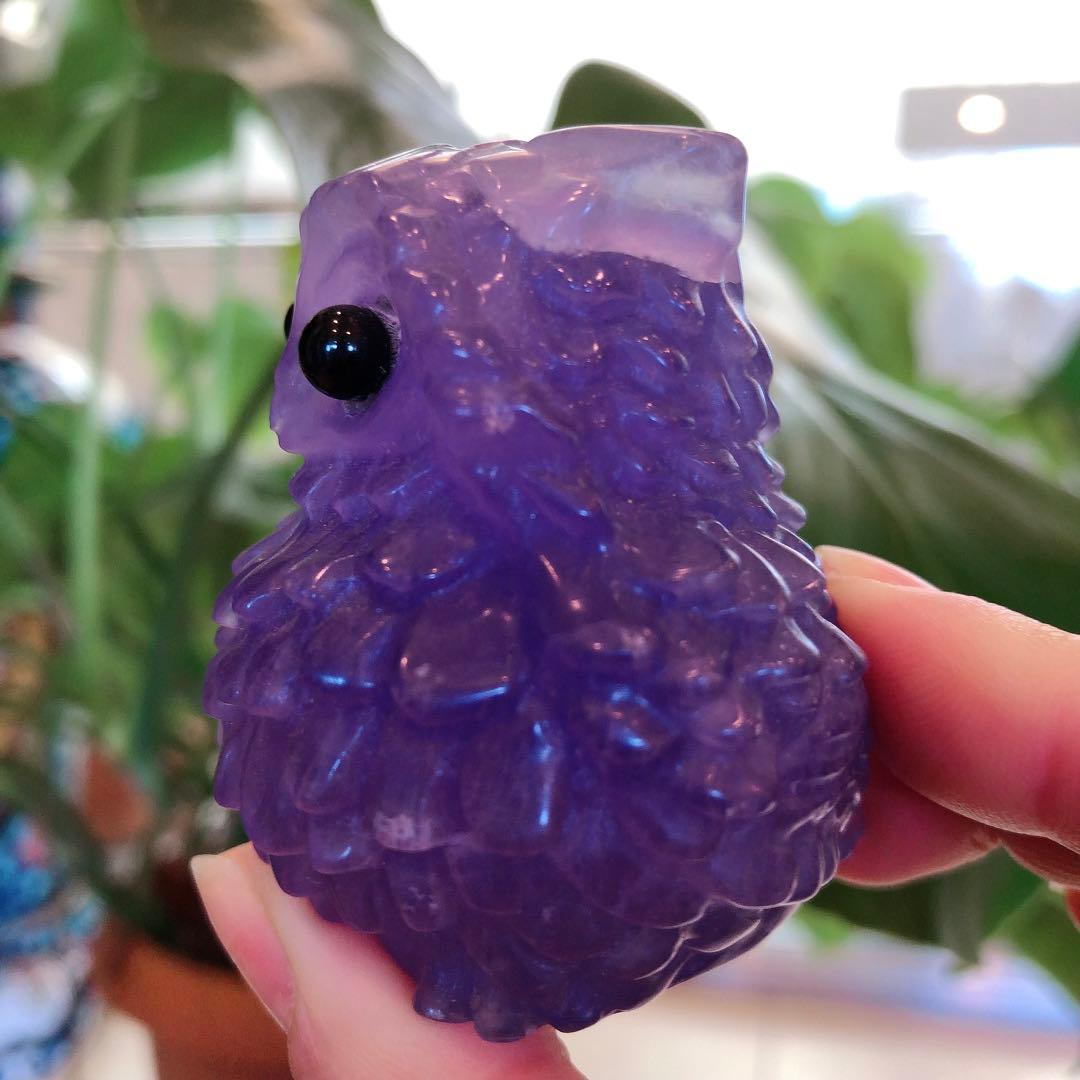 【縁起物】☆フローライトフクロウ置物☆