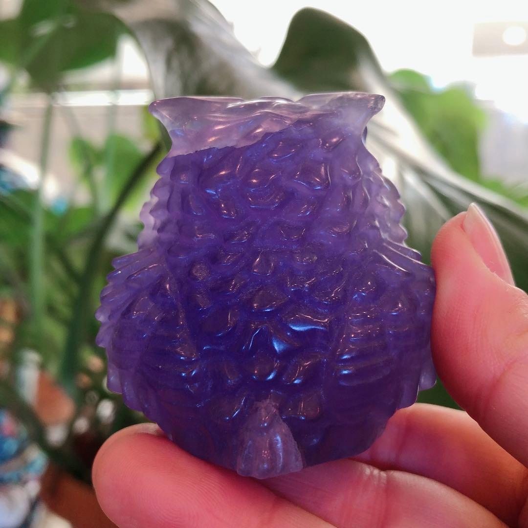 【縁起物】☆フローライトフクロウ置物☆