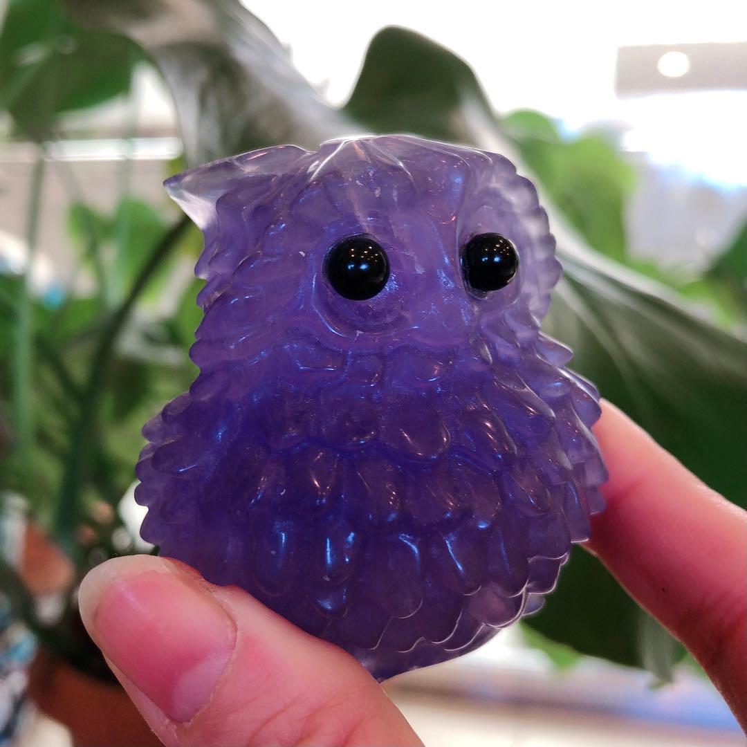 【縁起物】☆フローライトフクロウ置物☆