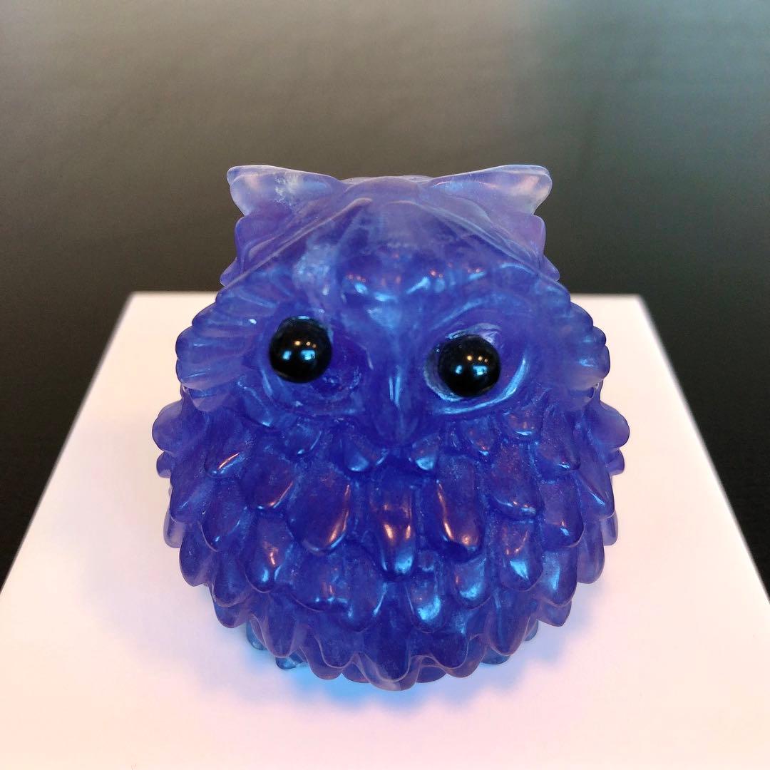 【縁起物】☆フローライトフクロウ置物☆