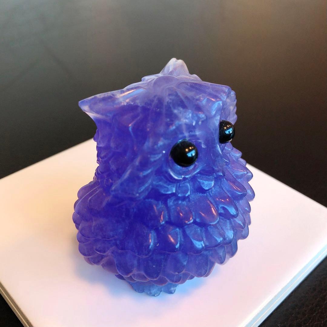 【縁起物】☆フローライトフクロウ置物☆