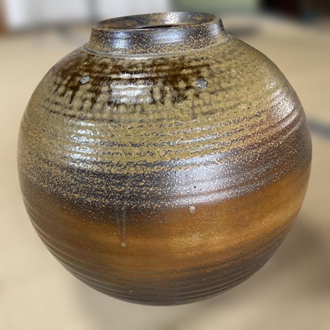 『陶器』備前焼 風 壺　焼締め　花器　花瓶
