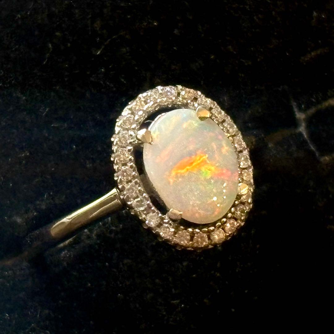 0.41ctクーバーピディ オパール シルバーリング　キュービックジルコニア付き