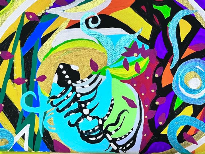 絵画　海亀　海