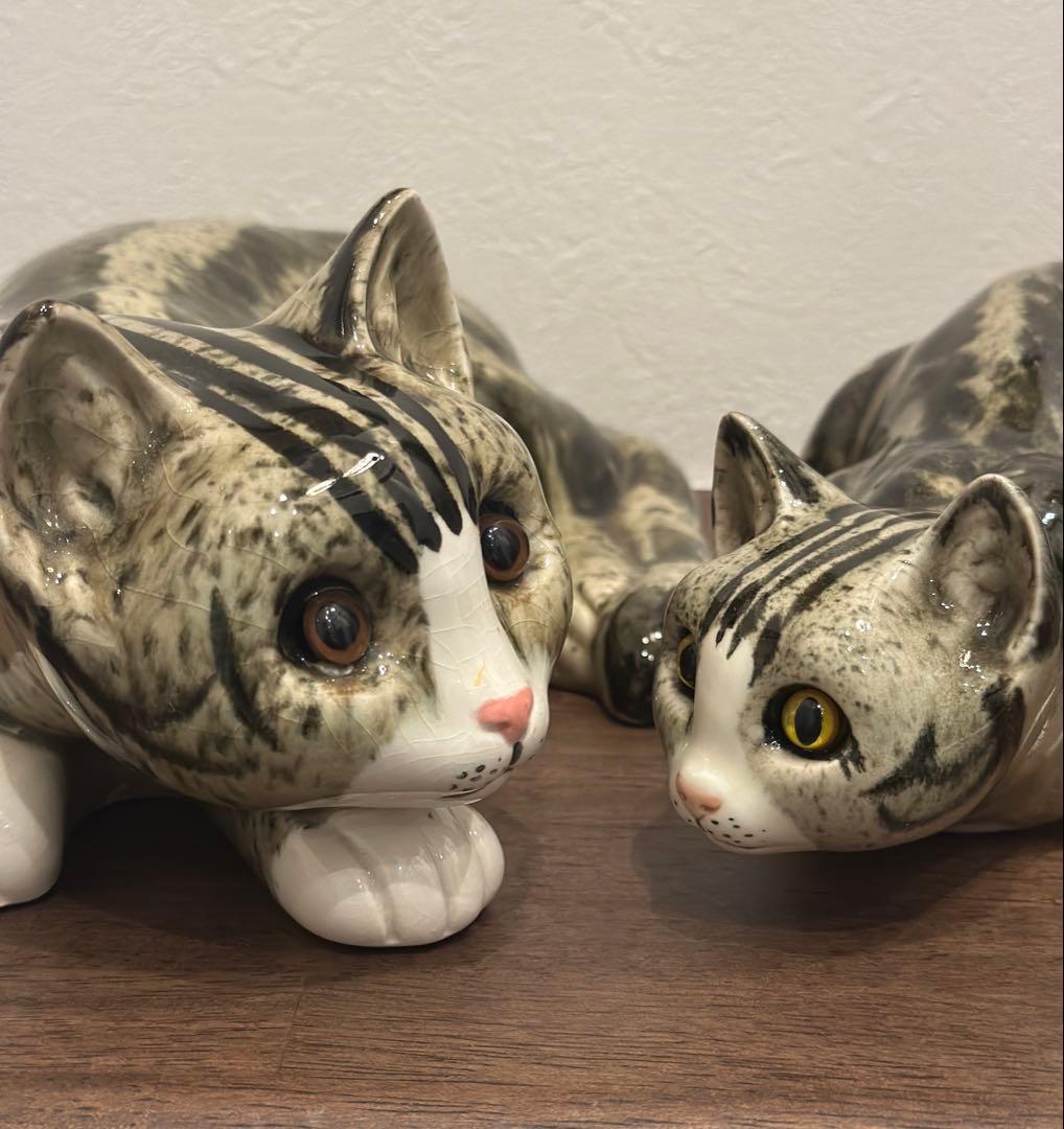 猫の陶器置物 親子セット　ビンテージ