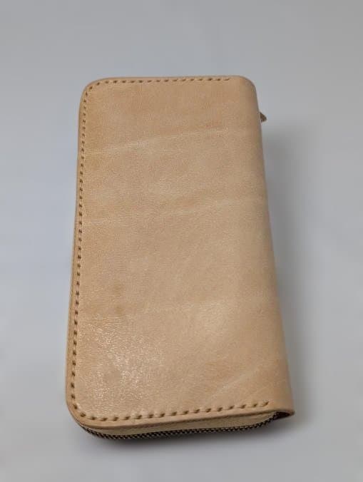 台形ラウンドファスナーウォレット サドルレザースタンダード【マット ナチュラル】