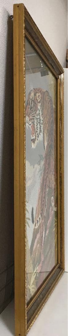 刺繍絵画　刺繍絵　虎　アンティーク　昭和レトロ　美術品