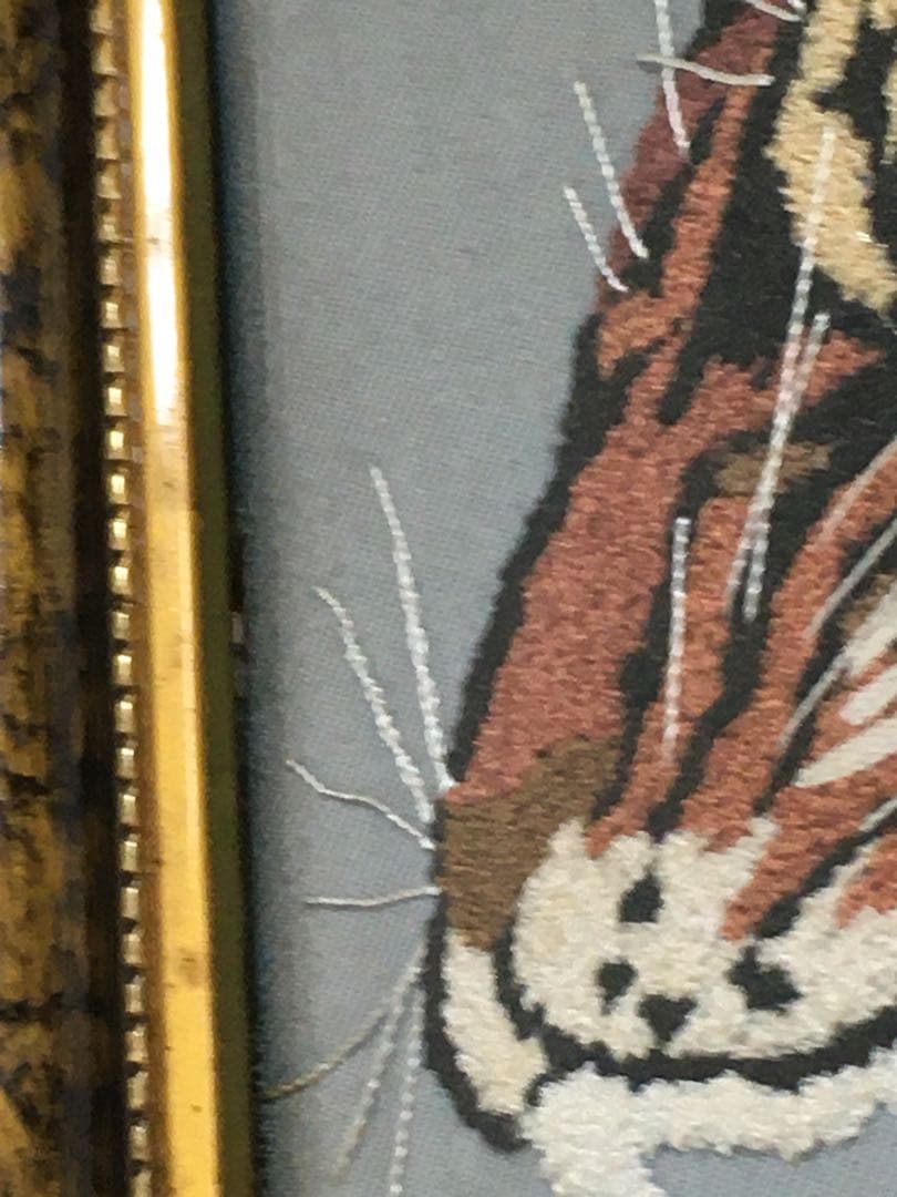 刺繍絵画　刺繍絵　虎　アンティーク　昭和レトロ　美術品