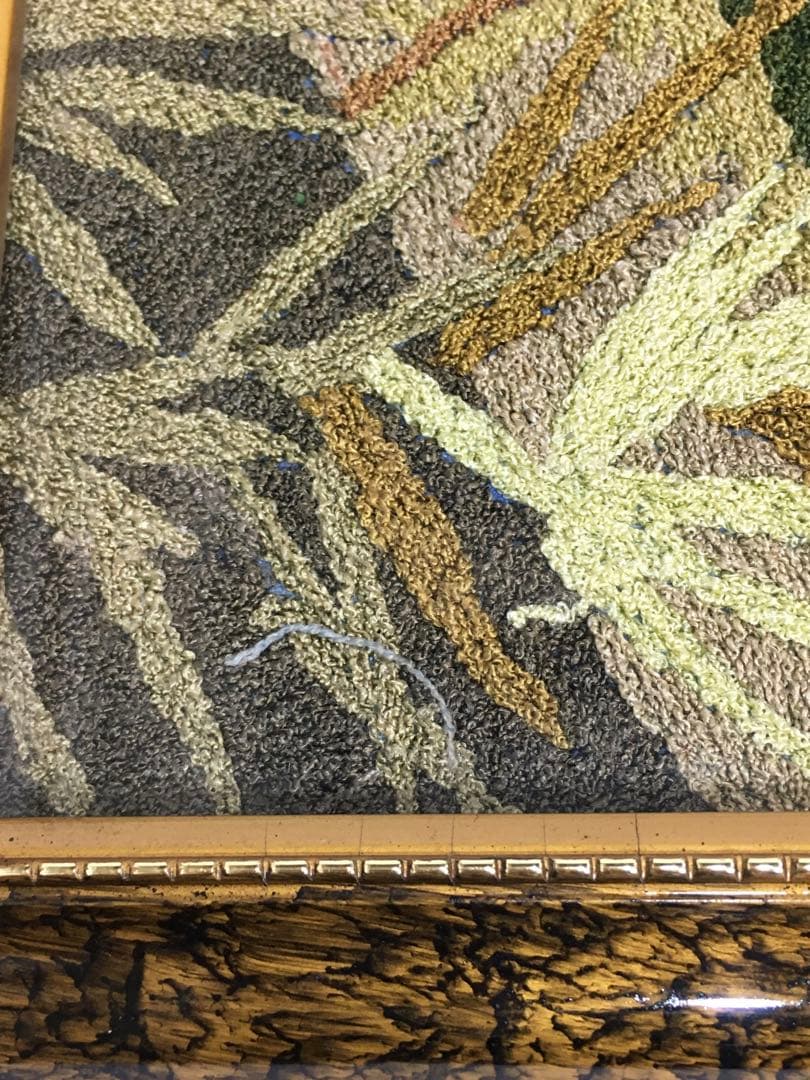 刺繍絵画　刺繍絵　虎　アンティーク　昭和レトロ　美術品