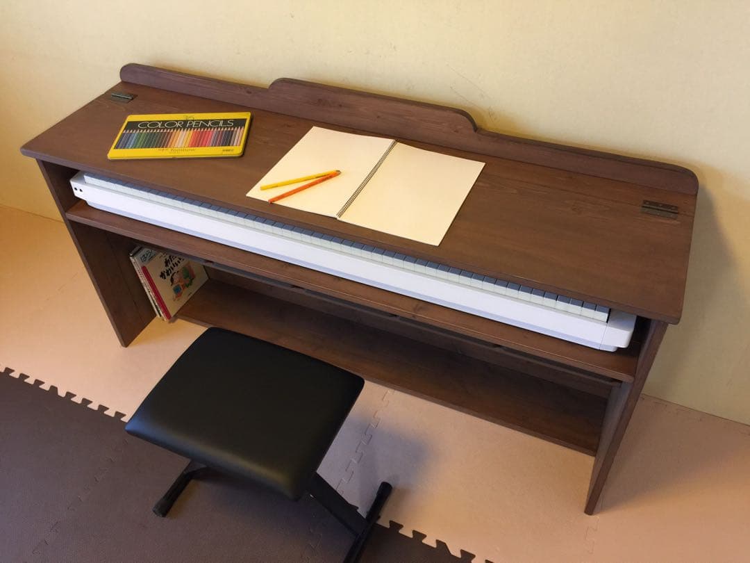 【組立不要！完成品！サイズオーダー可能】電子ピアノ、キーボード台&勉強机&ラック