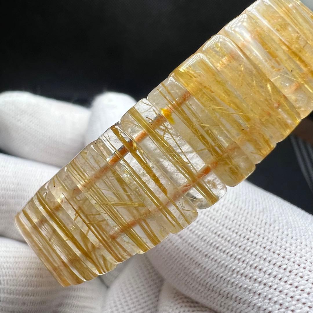 【611022】ゴールドルチルクォーツ バングルブレスレット