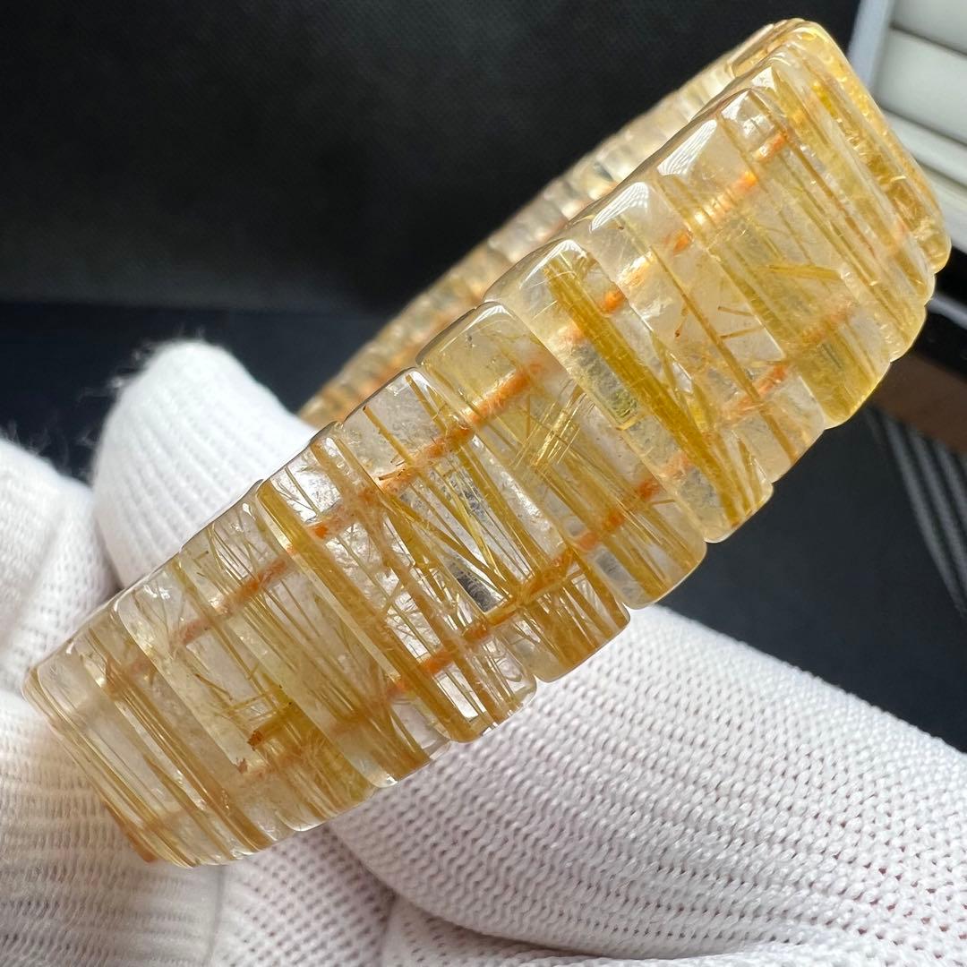 【611022】ゴールドルチルクォーツ バングルブレスレット