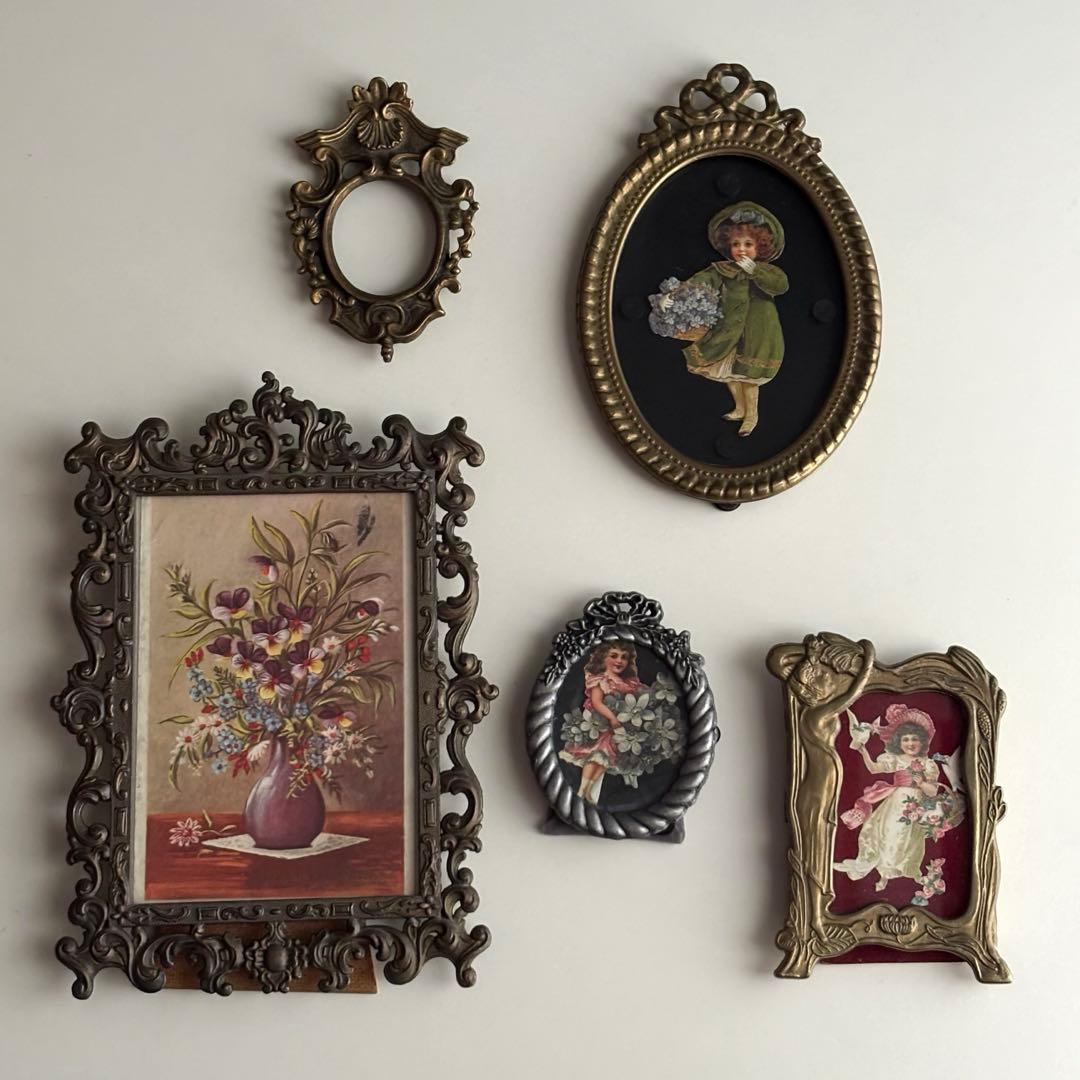 【イタリア】オルモル リボン アートフレーム ヴィンテージ ゴールド ガラス