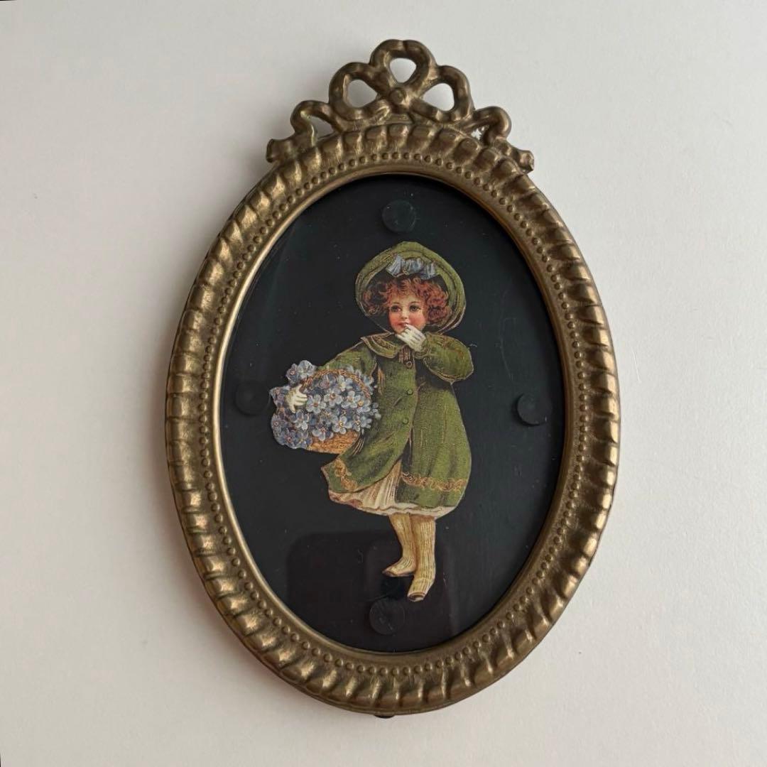 【イタリア】オルモル リボン アートフレーム ヴィンテージ ゴールド ガラス