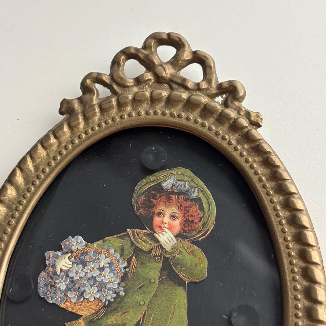 【イタリア】オルモル リボン アートフレーム ヴィンテージ ゴールド ガラス