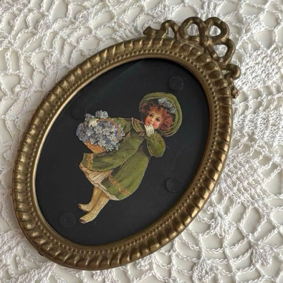 【イタリア】オルモル リボン アートフレーム ヴィンテージ ゴールド ガラス