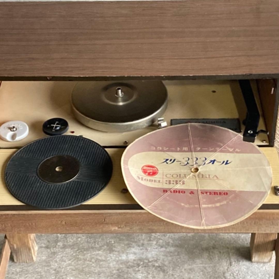 コロンビア 真空管 レコードプレーヤー ラジオ 台 棚 置物 インテリア レトロ