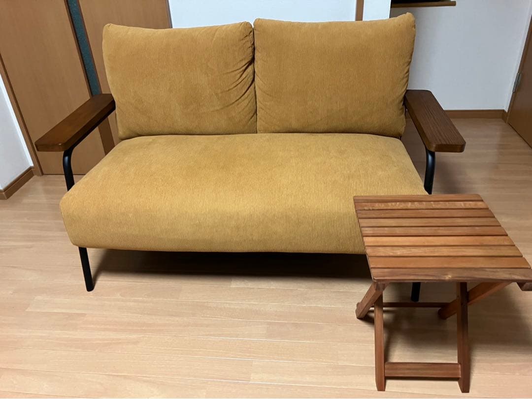 【美品！！】コーデュロイ生地のコンパクトソファ 布張りタイプ