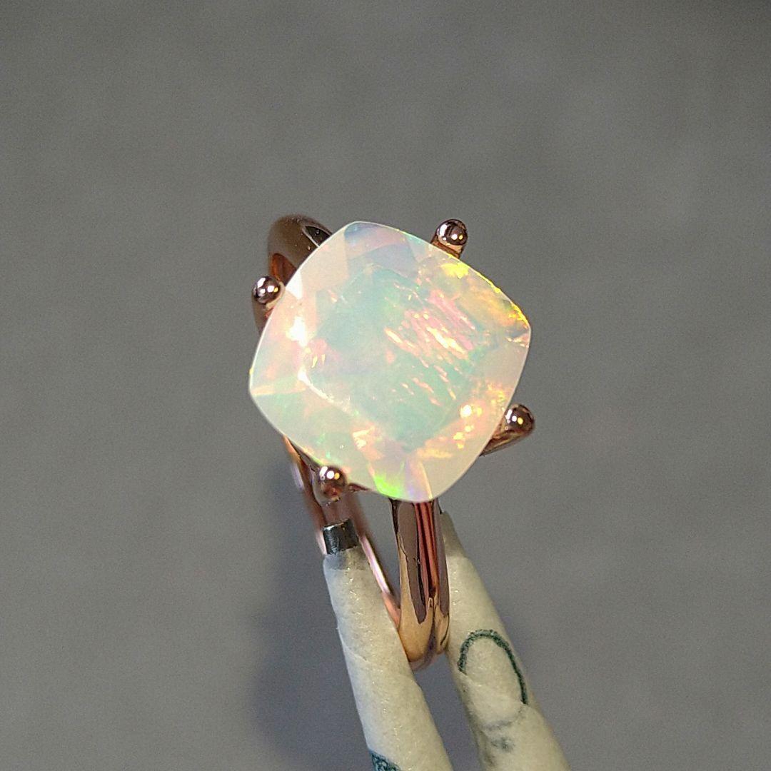 エチオピア産　オパール ♢クッションカット リングsilver925