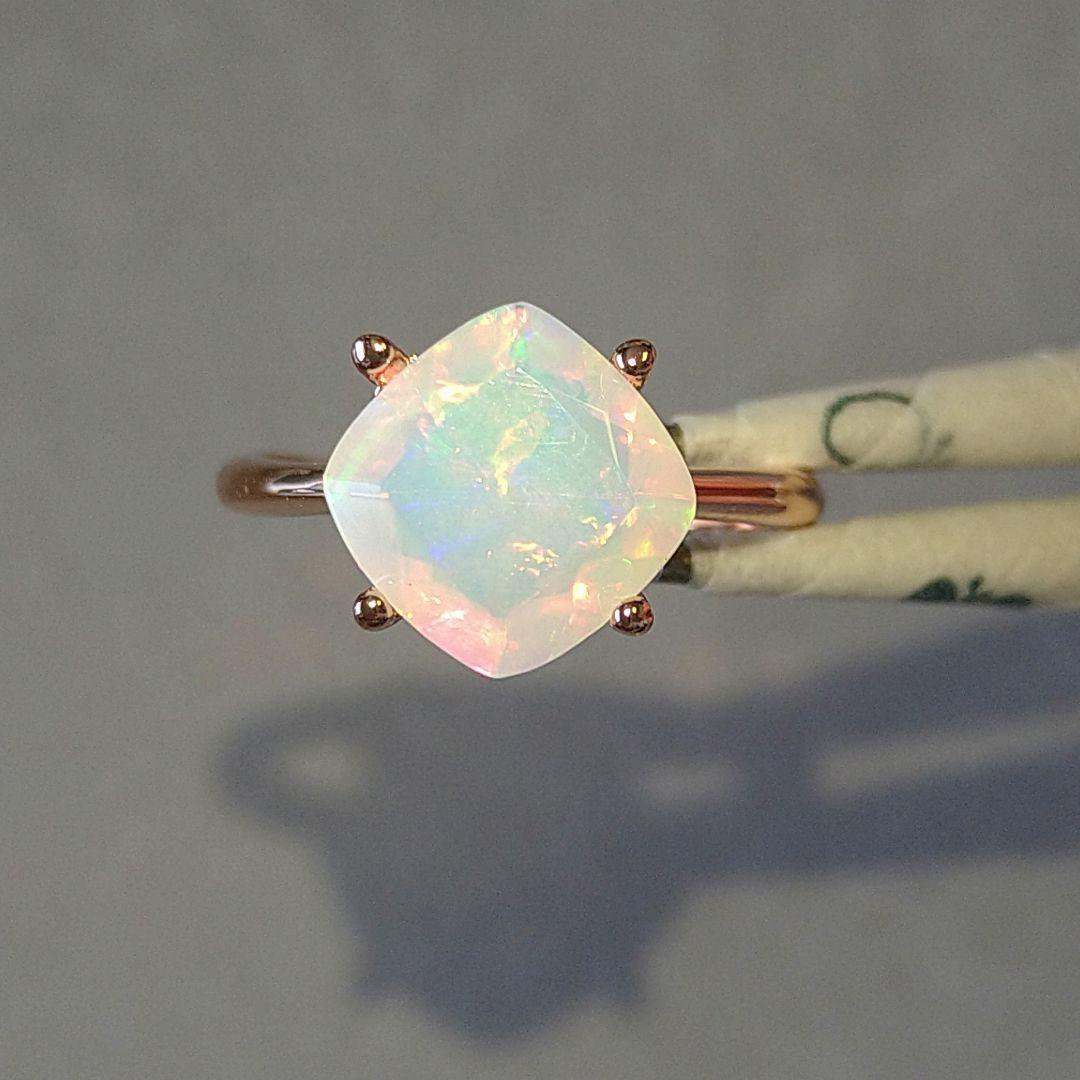 エチオピア産　オパール ♢クッションカット リングsilver925