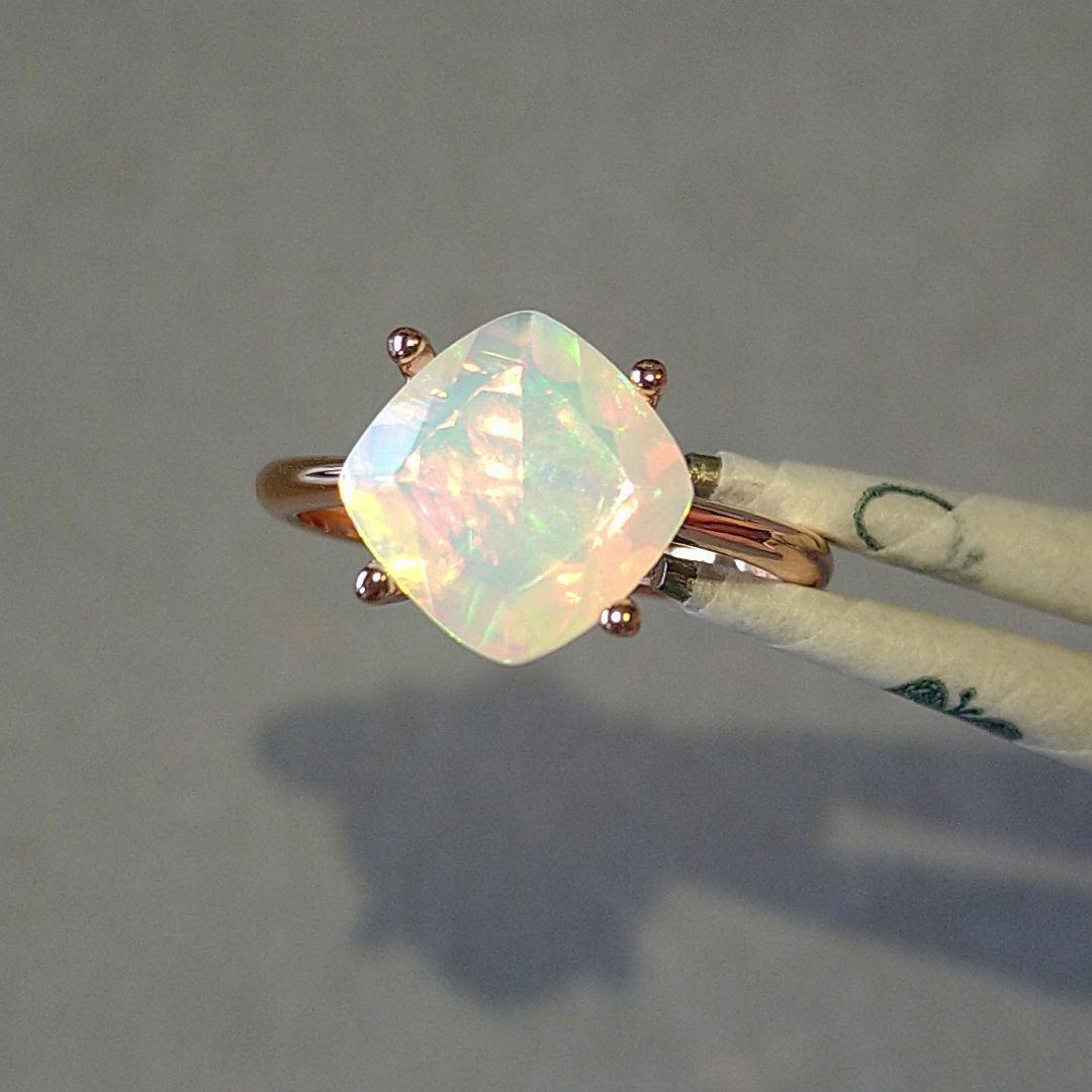 エチオピア産　オパール ♢クッションカット リングsilver925