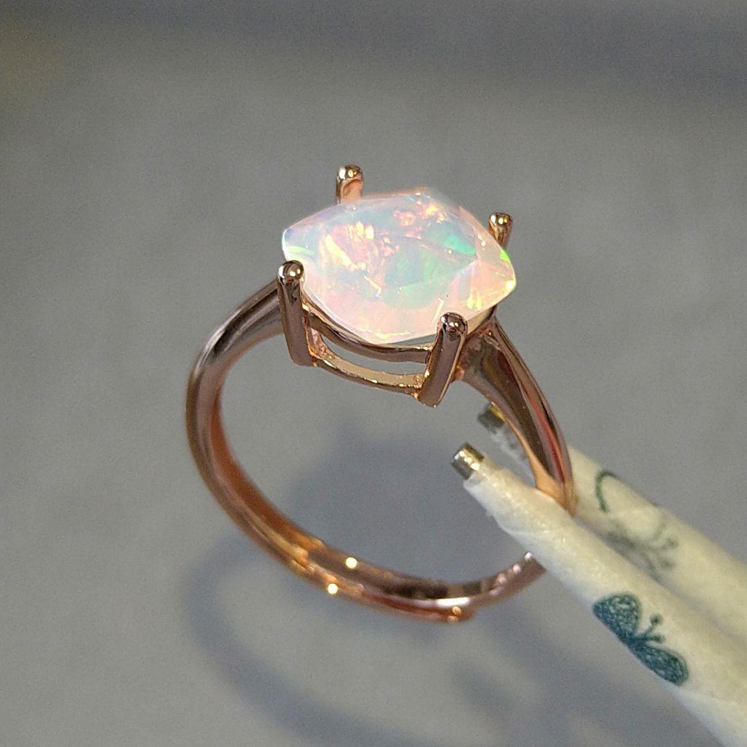 エチオピア産　オパール ♢クッションカット リングsilver925